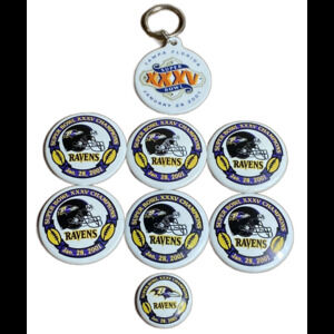 Baltimore Ravens Super Bowl XXXV Champions Jan 28 2001 Button Blanks & Keychain